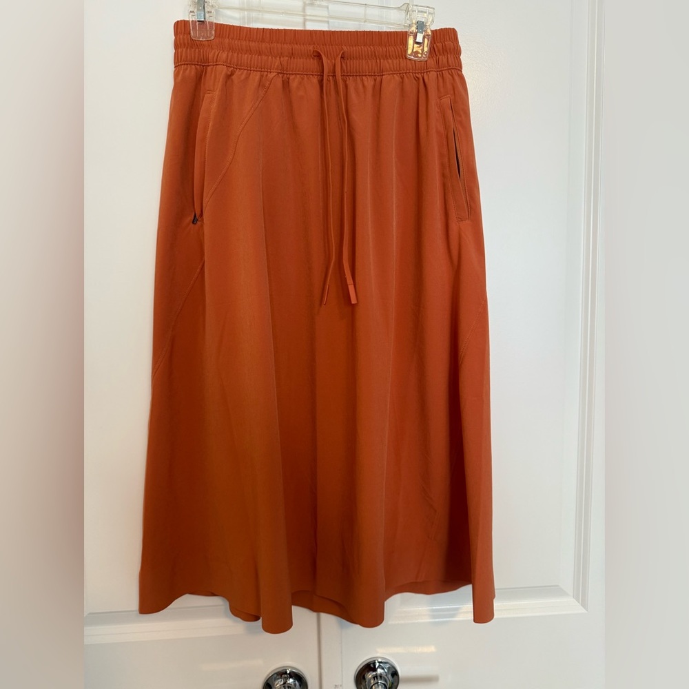 Athleta Terracotta orange tan A-Line midi  Skirt Size 8